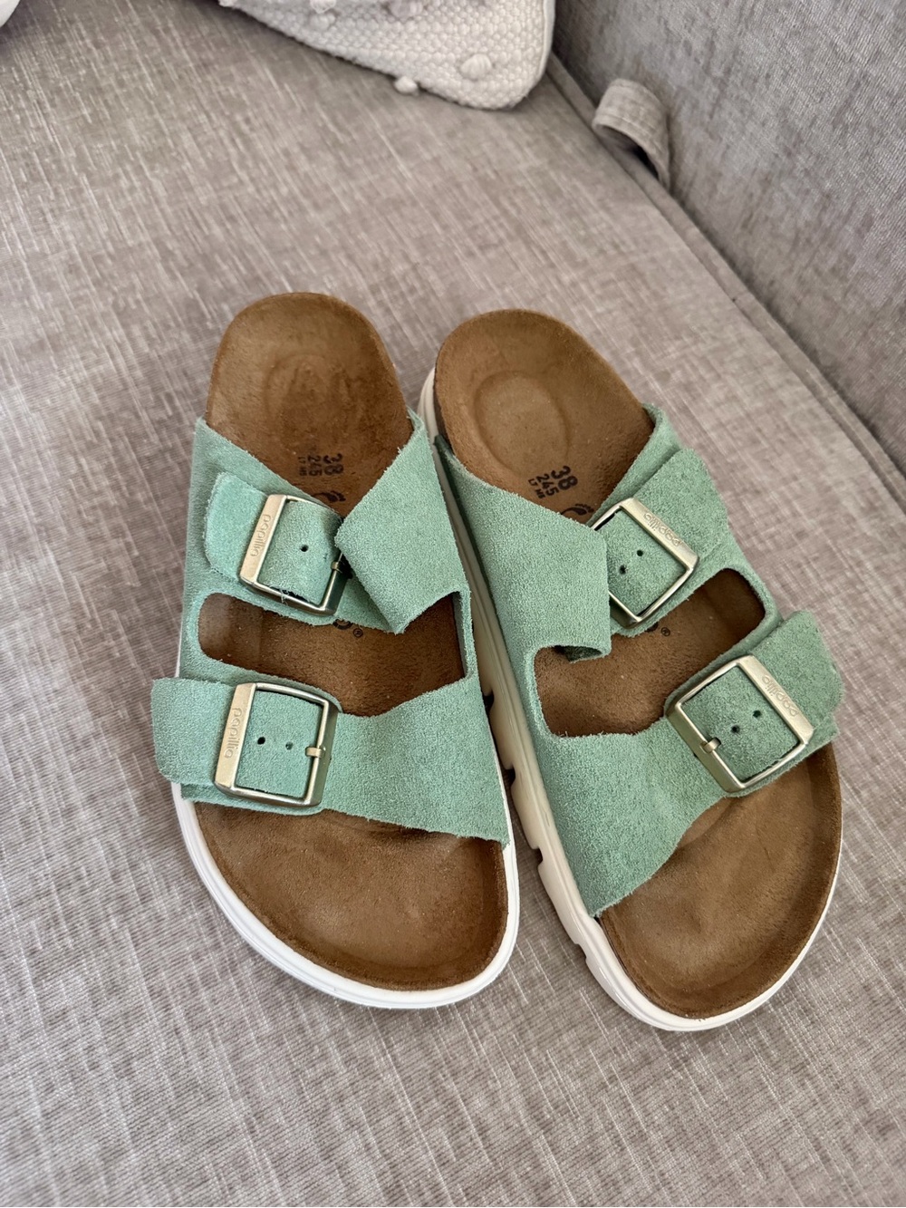 Sage Green Suede Double Strap Birkenstock